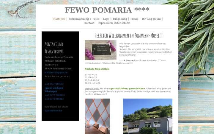 Screenshot von ferienwohnung-pomaria.de
