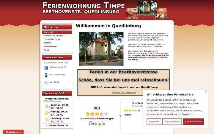 Snimka zaslona za ferienwohnung-quedlinburg-harz.de