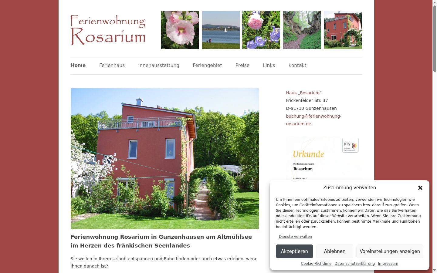 Screenshot des Einwilligungsbanners vor jeglicher Interaktion