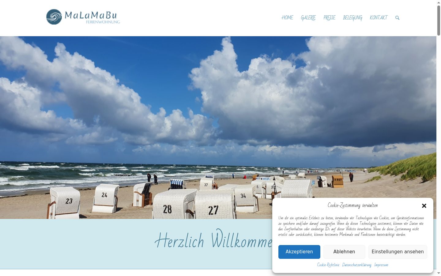 Screenshot des Einwilligungsbanners vor jeglicher Interaktion