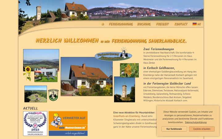 Ekrānuzņēmums no ferienwohnung-sauerlandblick.de