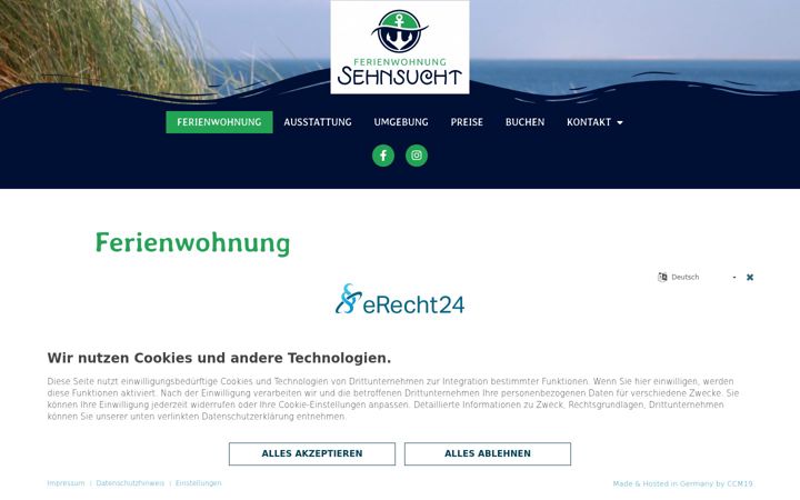 Screenshot of ferienwohnung-sehnsucht.de