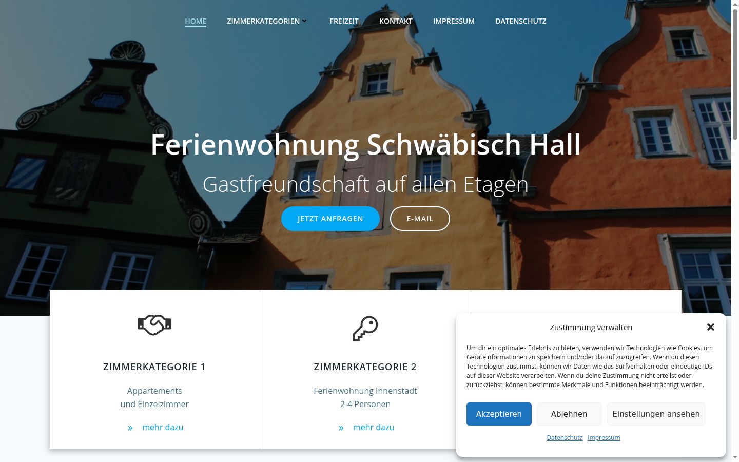 Screenshot des Einwilligungsbanners vor jeglicher Interaktion
