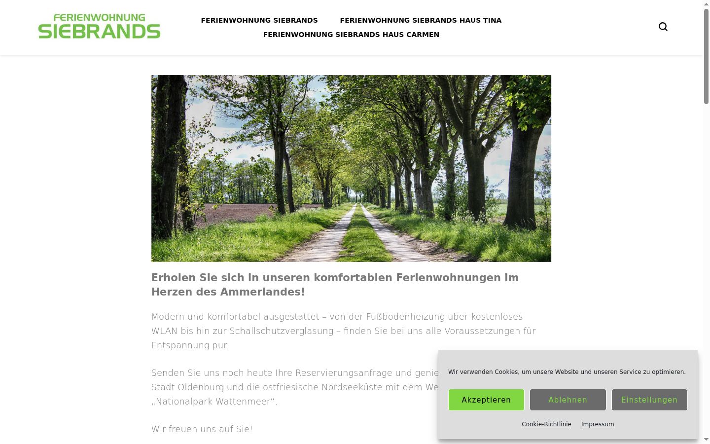 Screenshot des Einwilligungsbanners vor jeglicher Interaktion
