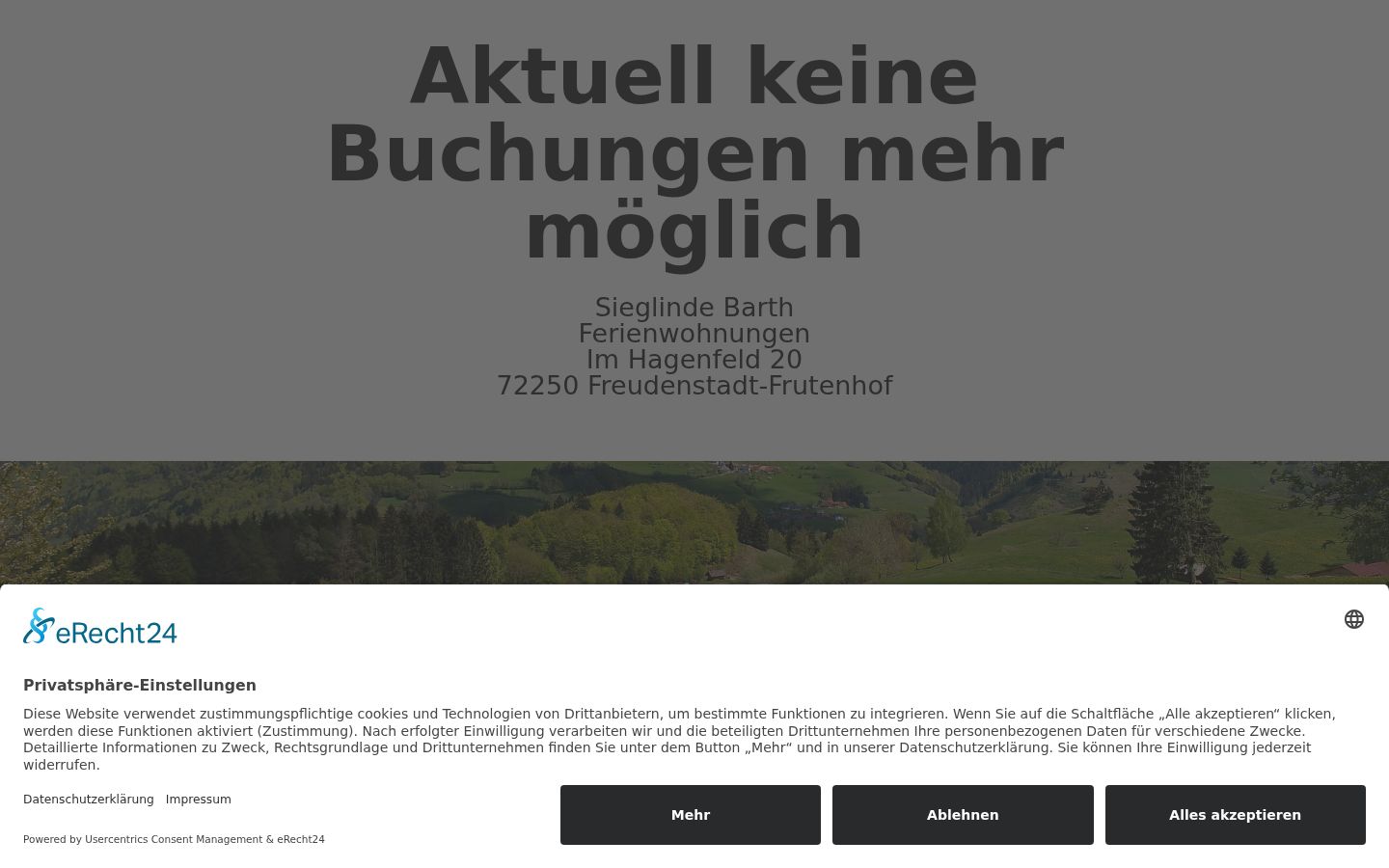 Screenshot des Einwilligungsbanners vor jeglicher Interaktion