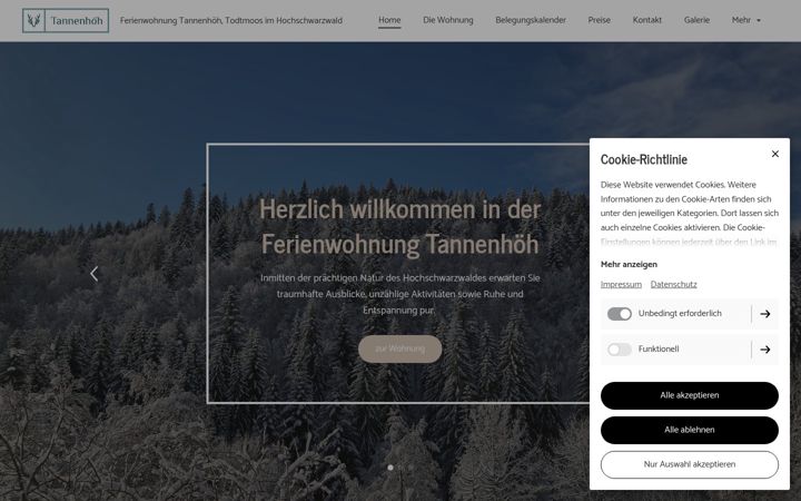 Screenshot of ferienwohnung-tannenhoeh.de