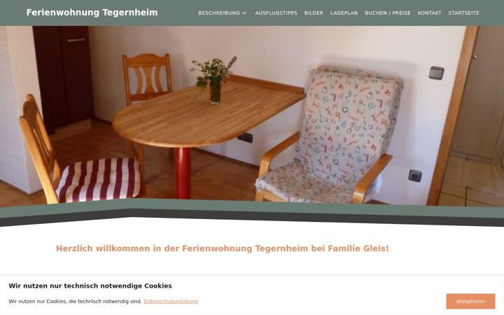 Screenshot of ferienwohnung-tegernheim.de