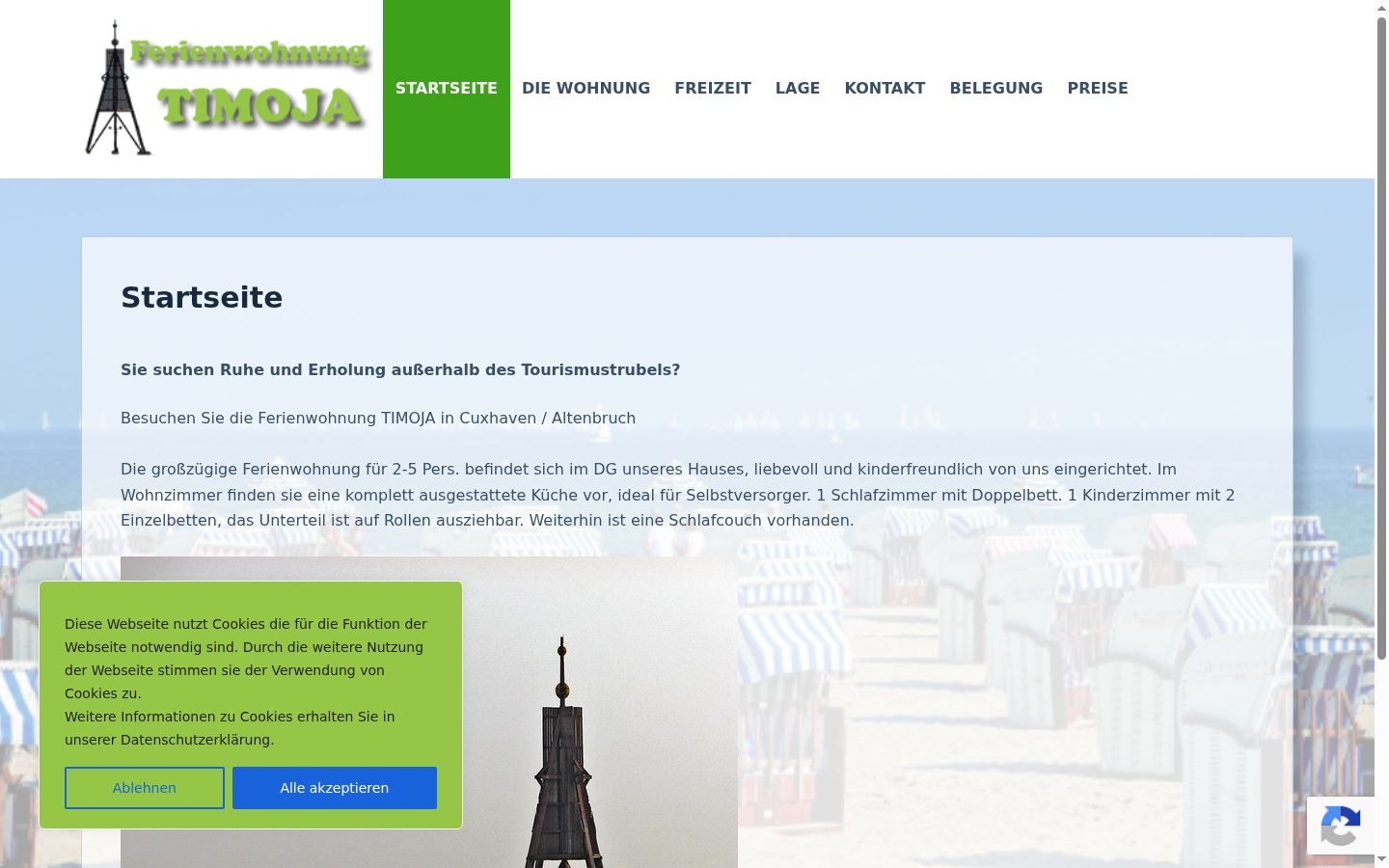 Screenshot des Einwilligungsbanners vor jeglicher Interaktion