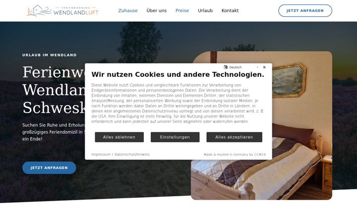 Screenshot of ferienwohnung-wendlandluft.de