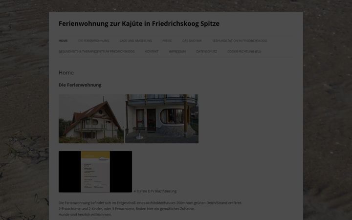Screenshot of ferienwohnung-zur-kajuete-friedrichskoog.de