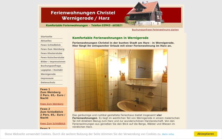 Ekrānuzņēmums no ferienwohnungen-christel.de