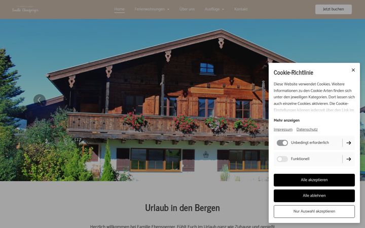 Screenshot of ferienwohnungen-ebensperger.de