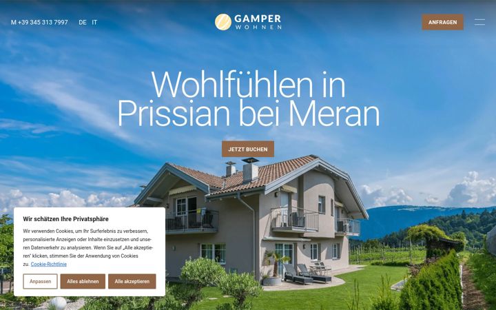 Screenshot of ferienwohnungen-gamper.it