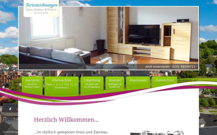 Screenshot of ferienwohnungen-greiz-zwickau.de
