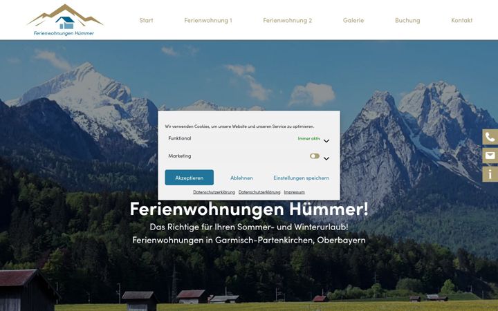 Screenshot of ferienwohnungen-huemmer.de