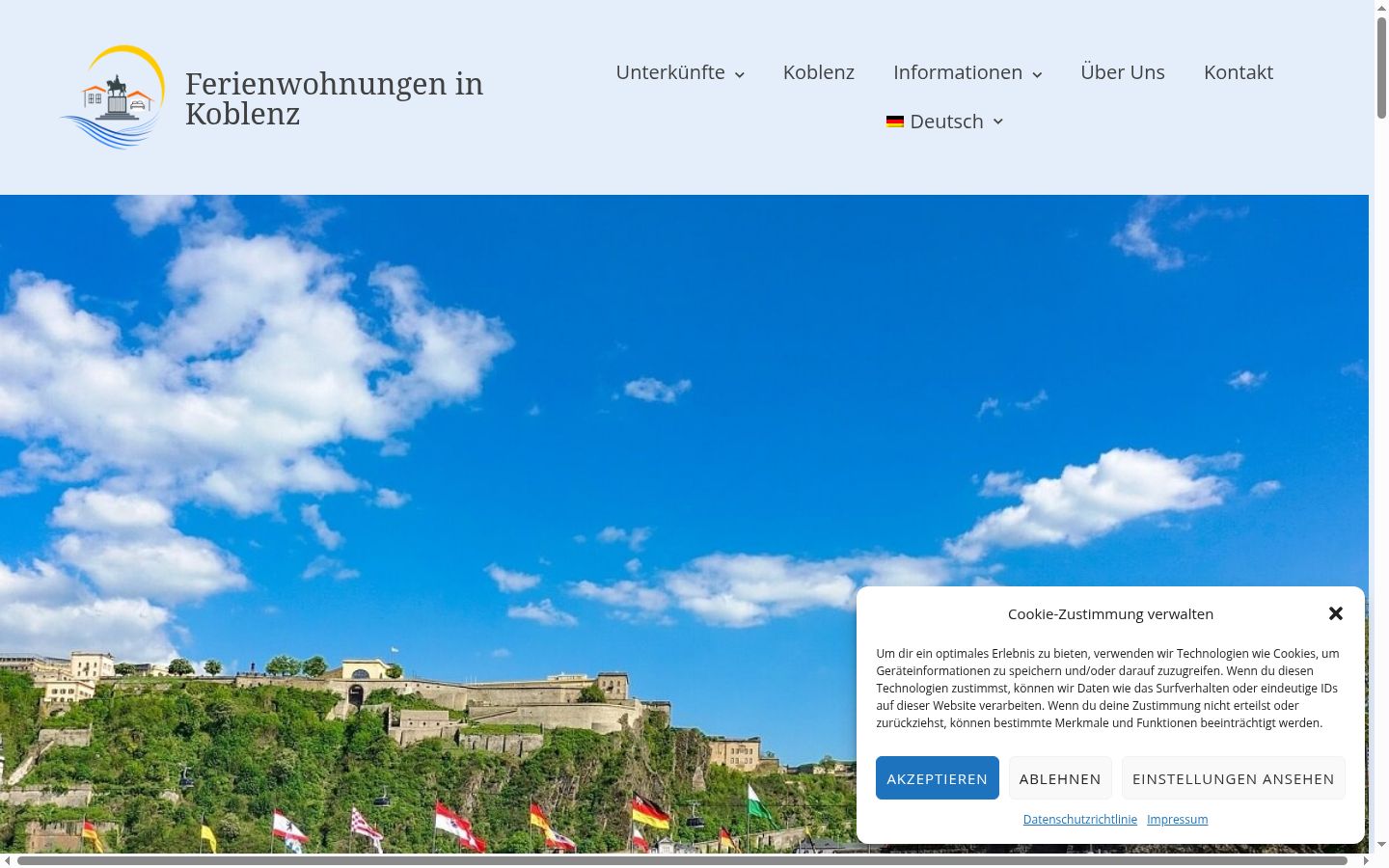 Screenshot des Einwilligungsbanners vor jeglicher Interaktion