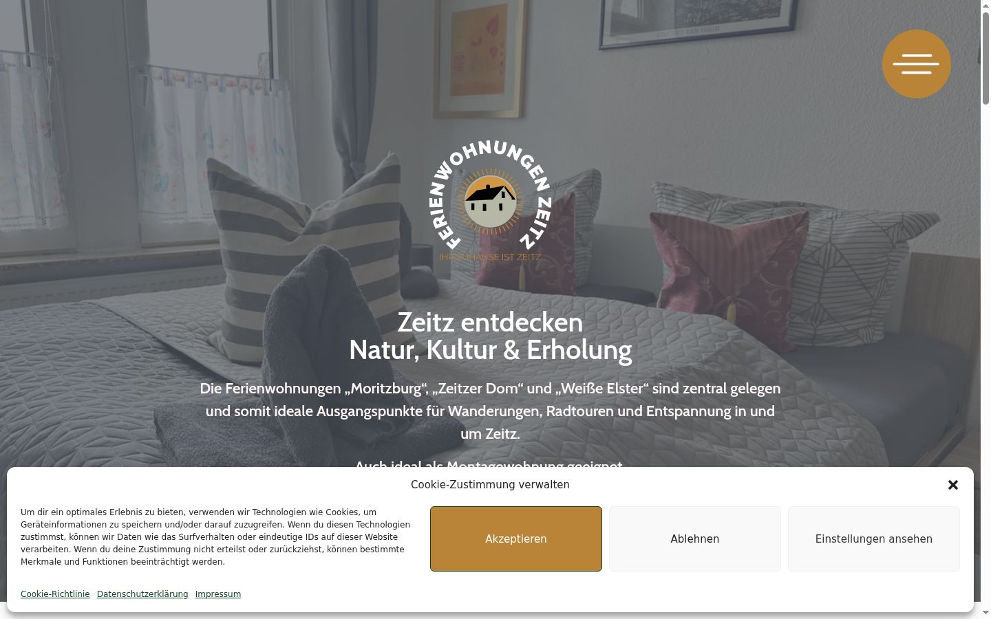 Screenshot des Einwilligungsbanners vor jeglicher Interaktion