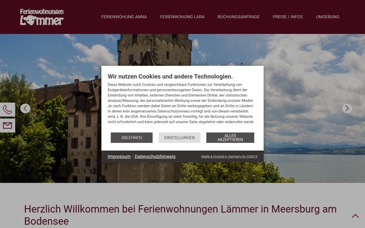Screenshot of ferienwohnungen-laemmer.de