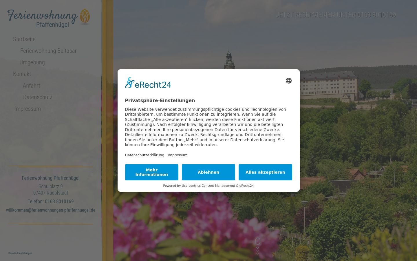Screenshot des Einwilligungsbanners vor jeglicher Interaktion
