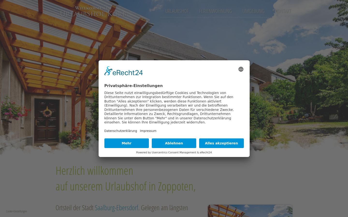 Screenshot of the consent banner shown before any interaction