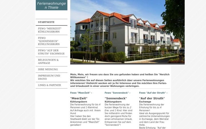 Screenshot of ferienwohnungen-thiele.de