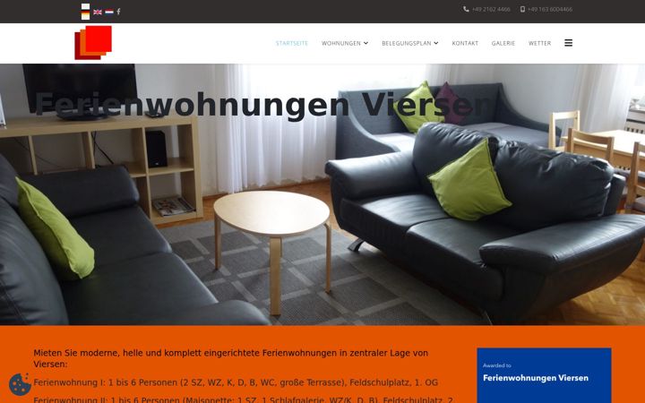 Screenshot van ferienwohnungen-viersen.de