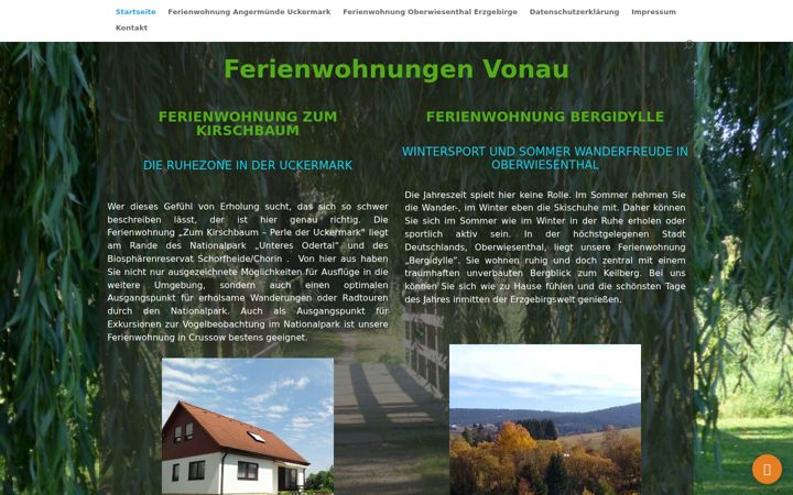 Screenshot of ferienwohnungen-vonau.de