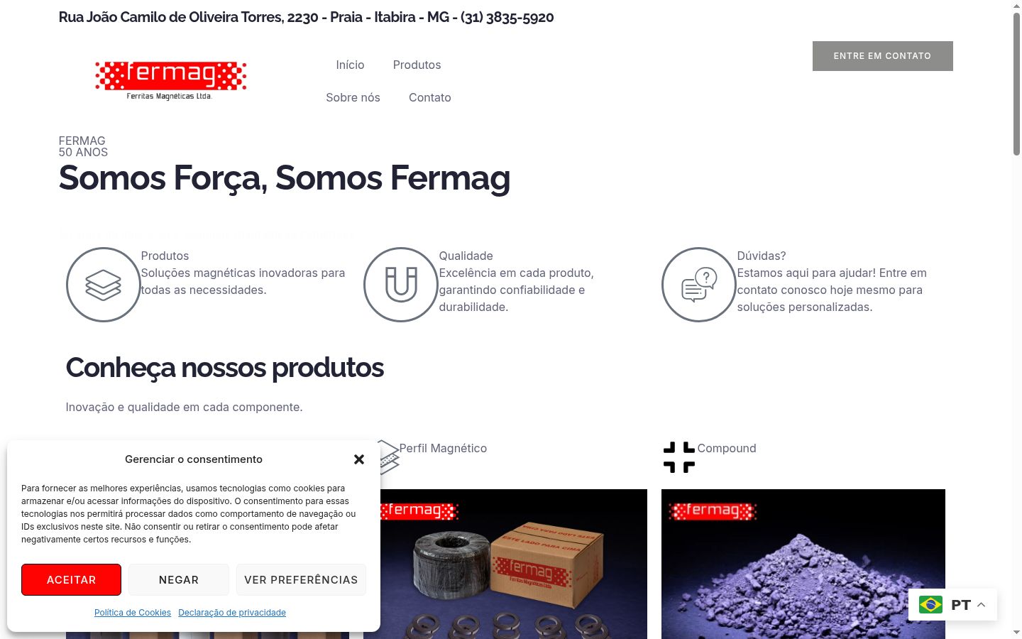 Screenshot del banner di consenso mostrato prima di qualsiasi interazione