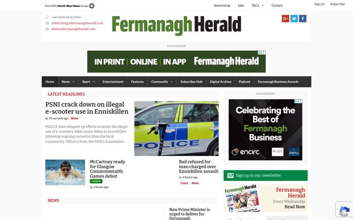 Captura de pantalla de fermanaghherald.com