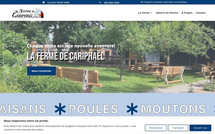 Screenshot of fermedecariphael.ca
