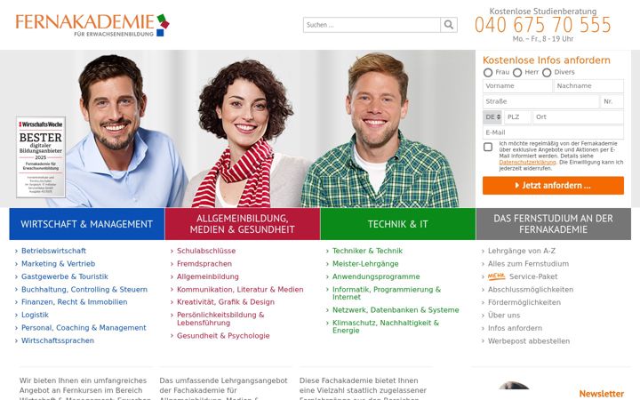 Screenshot of fernakademie-klett.de