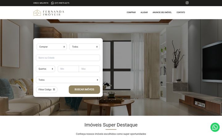 Screenshot of fernandaimoveisdivinopolis.com.br