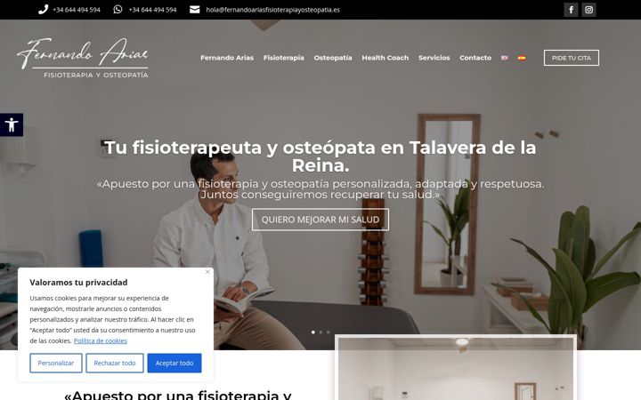 Screenshot of fernandoariasfisioterapiayosteopatia.es