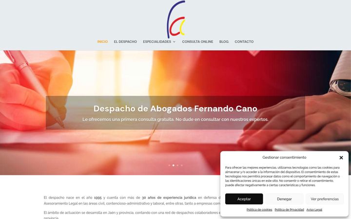 Snímek obrazovky fernandocanoabogados.es