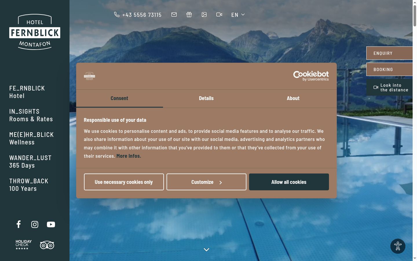 Screenshot del banner di consenso mostrato prima di qualsiasi interazione