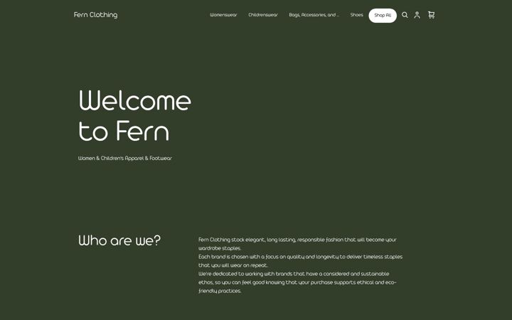 Screenshot ta' fernclothing.co.uk