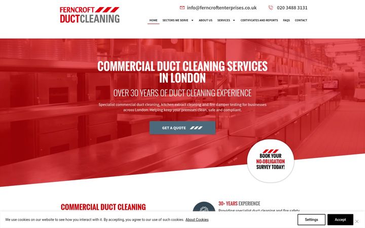 Screenshot di ferncroftductcleaning.co.uk