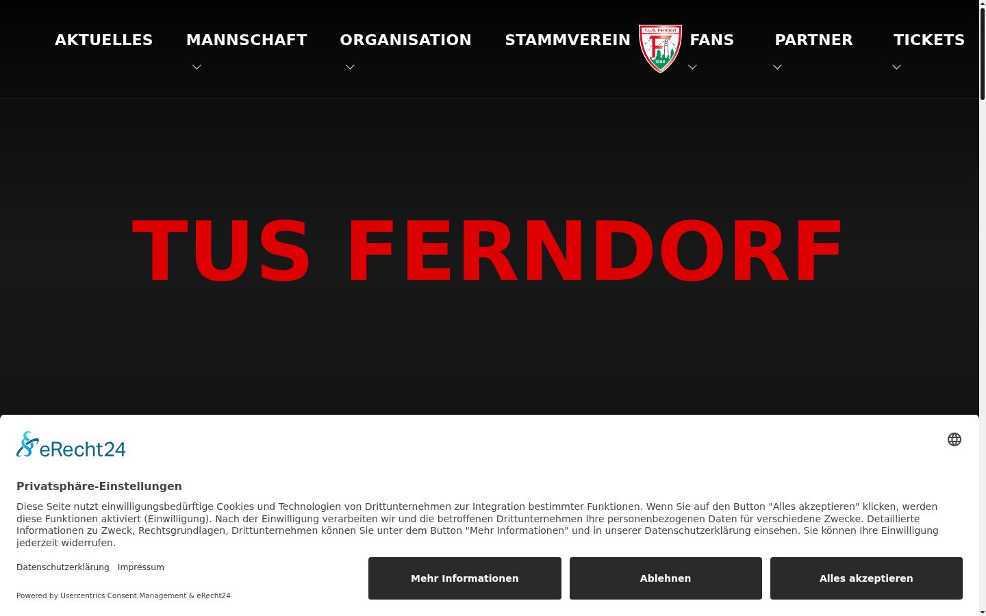 Captura de pantalla del banner de consentimiento mostrado antes de cualquier interacción