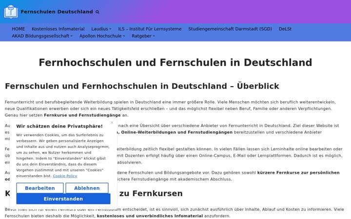 Screenshot of fernschulen-deutschland.de