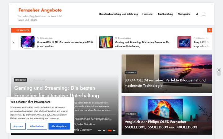 Screenshot of fernseher-angebote.com