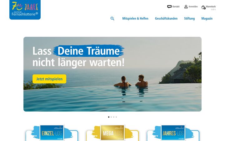 Screenshot of fernsehlotterie.de
