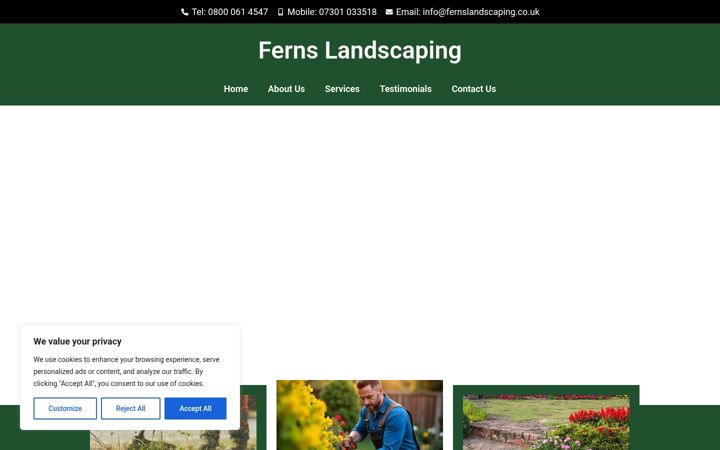 Screenshot of fernslandscaping.co.uk