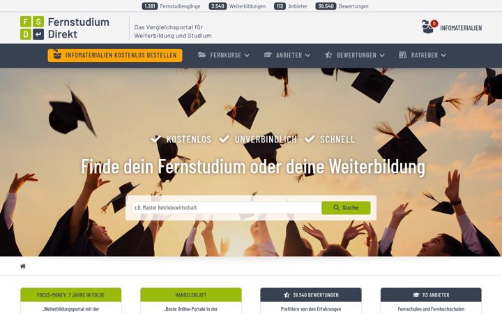 Screenshot stránky fernstudium-direkt.de