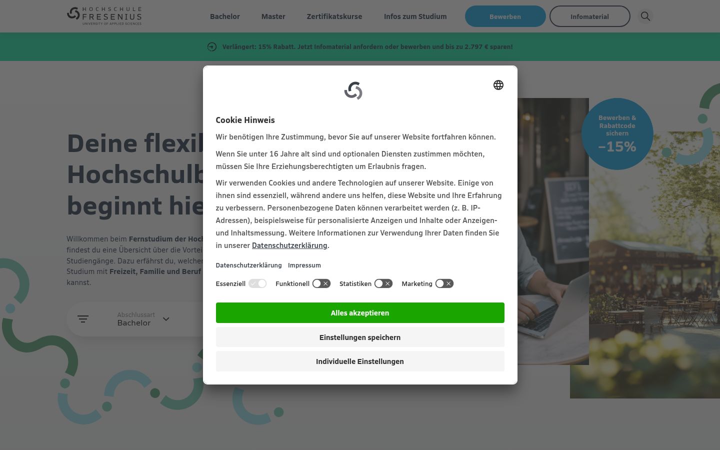 Screenshot tal-banner tal-kunsens muri qabel kwalunkwe interazzjoni