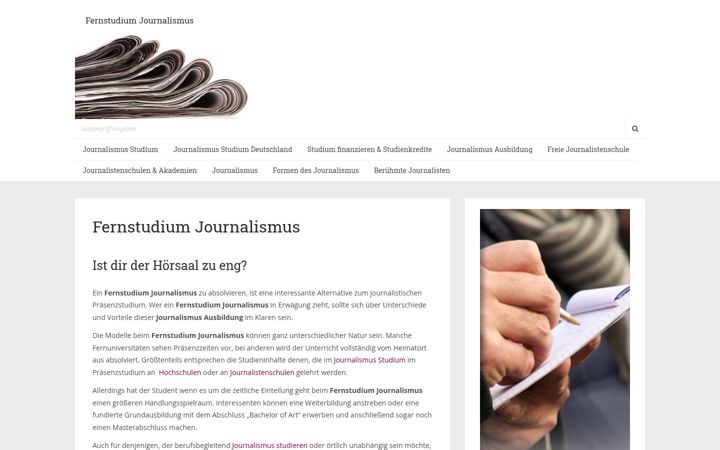 Screenshot of fernstudium-journalismus.de