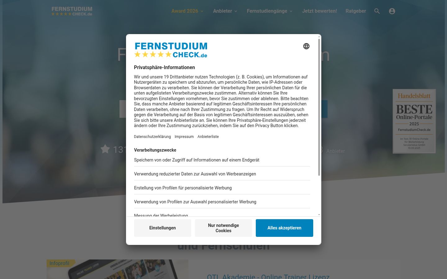 Screenshot tal-banner tal-kunsens muri qabel kwalunkwe interazzjoni