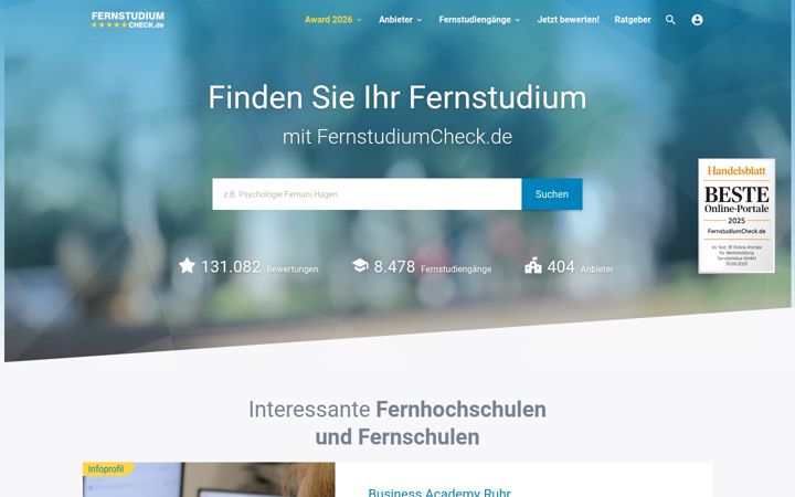 Screenshot of fernstudiumcheck.de