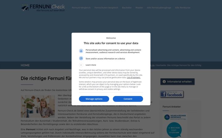 Screenshot ta' fernuni-check.de