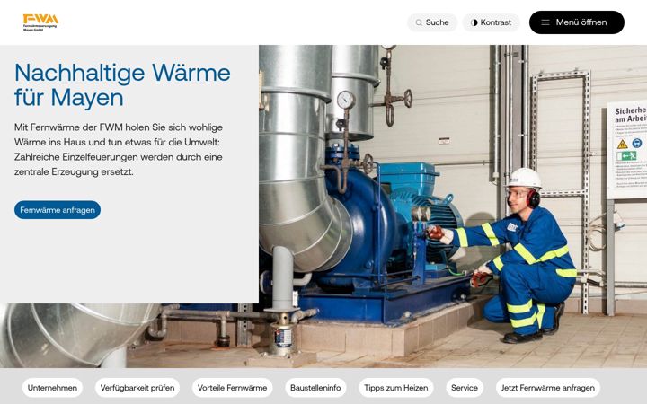 Screenshot of fernwaerme-mayen.de