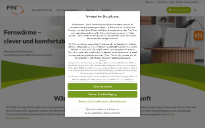 Screenshot of fernwaerme-niederrhein.de